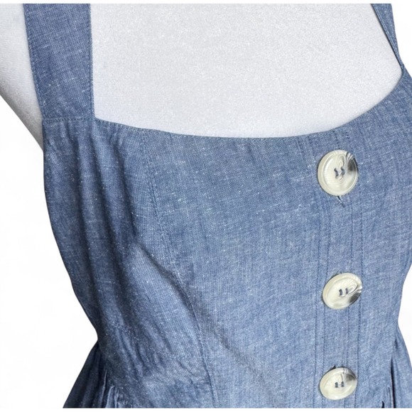 Free People Mini‎ Dress Blue Chambray Sz S Summer Vacation Cute Romantic Boho - Picture 8 of 15